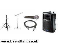 1 x FBT max4a active speaker with built in tone control / input via male XLR. 1 x Shure microphone with on/off switch.++++